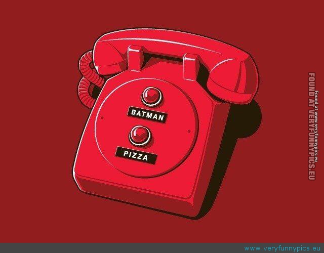 Funny Picture - Batman pizza phone