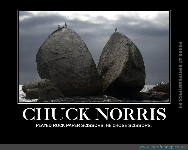 Funny Picture - Chuck norris rock paper scissors