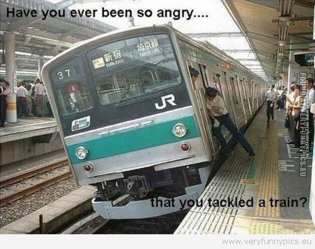 Funny Picture - Tackle the train