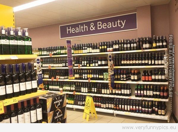 Very Funny Pics - Health and beauty wine shelves
