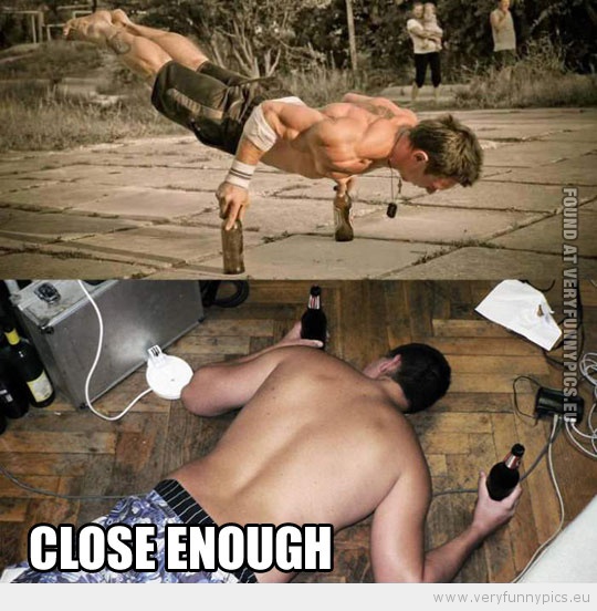 Funny Picture - Bottle push ups traing