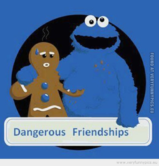 Funny Picture - Cookie monster and gingerbread man dangerous friendship