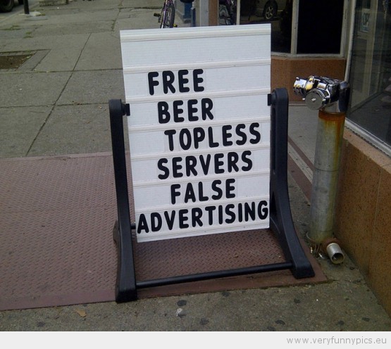 Funny Picture - Free beer topless servers false advertising