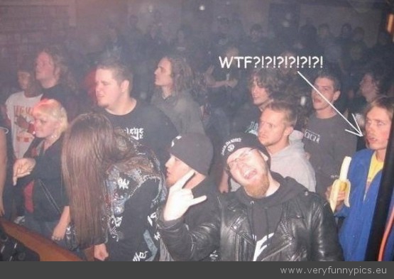 Funny Picture - Guy eating banana at club concert