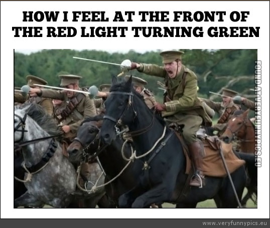 Funny Picture - In front of the red light turning green