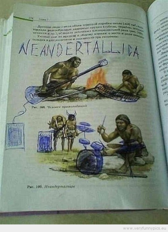 Funny Picture - Neandertallica metallica from the stone age