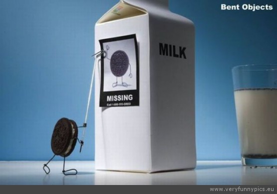 Funny Picture - Oreo missing friend on milk cart
