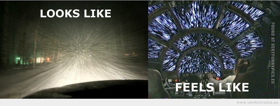 Funny Picture - Snowing on the road feels like star wars