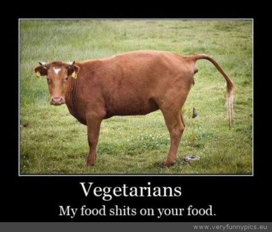 Funny Picture - Vegetarians my food shits on your food