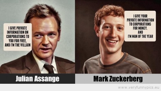 Funny Picture - Wikipedia assange vs facebook zuckerberg