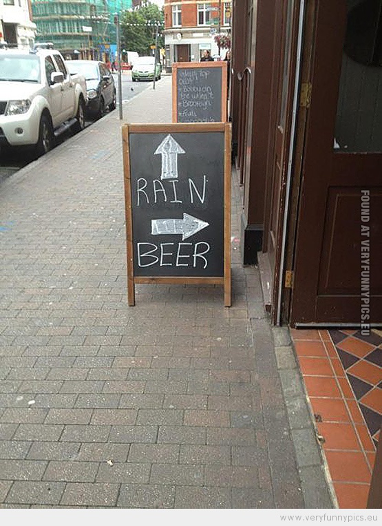 Funny Picture - Fun sign with rain and beer