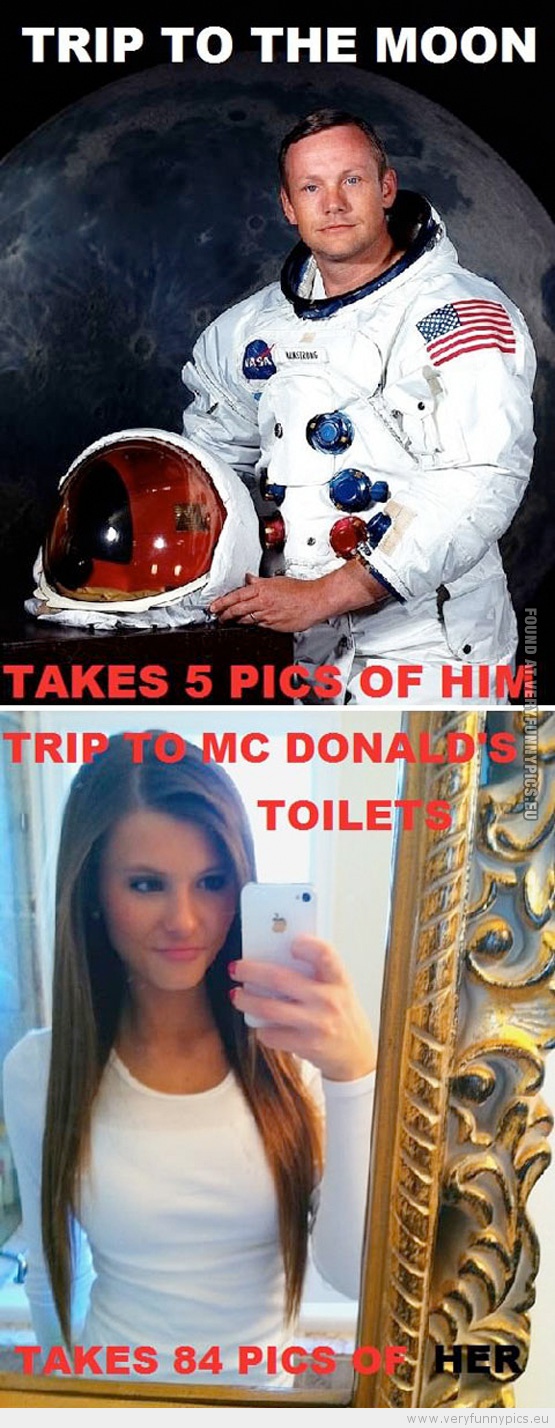 Funny Picture - Niel Armstrong trip to the moon takes 5 pics of him