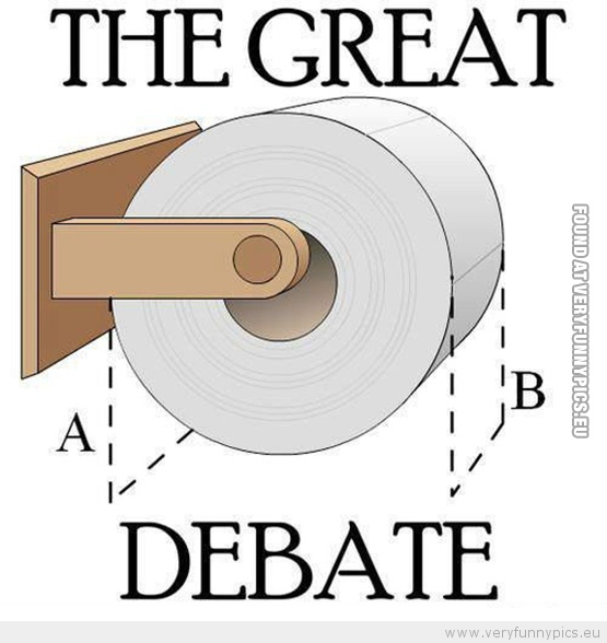 Funny Picture - Toilet paper the great debate