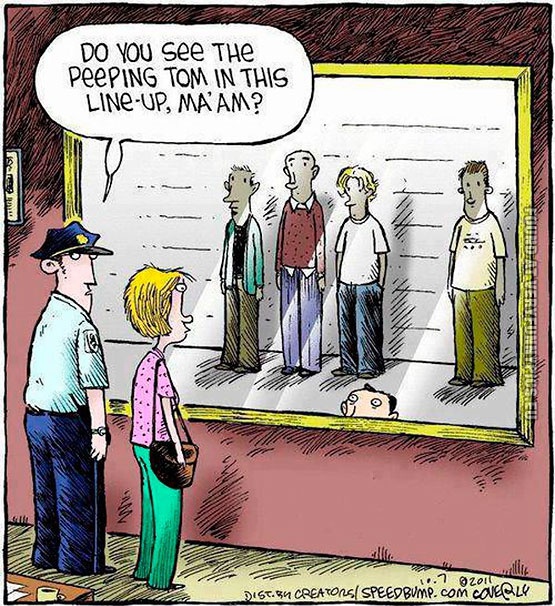 Funny Picture - Do you see peeping tom in this line-up ma'am