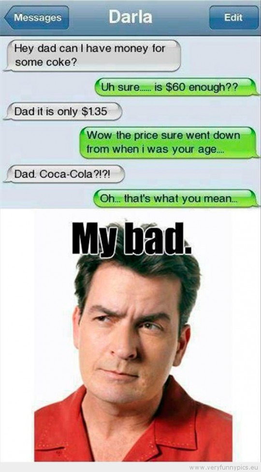 Funny Picture - Coke money from charlie sheen