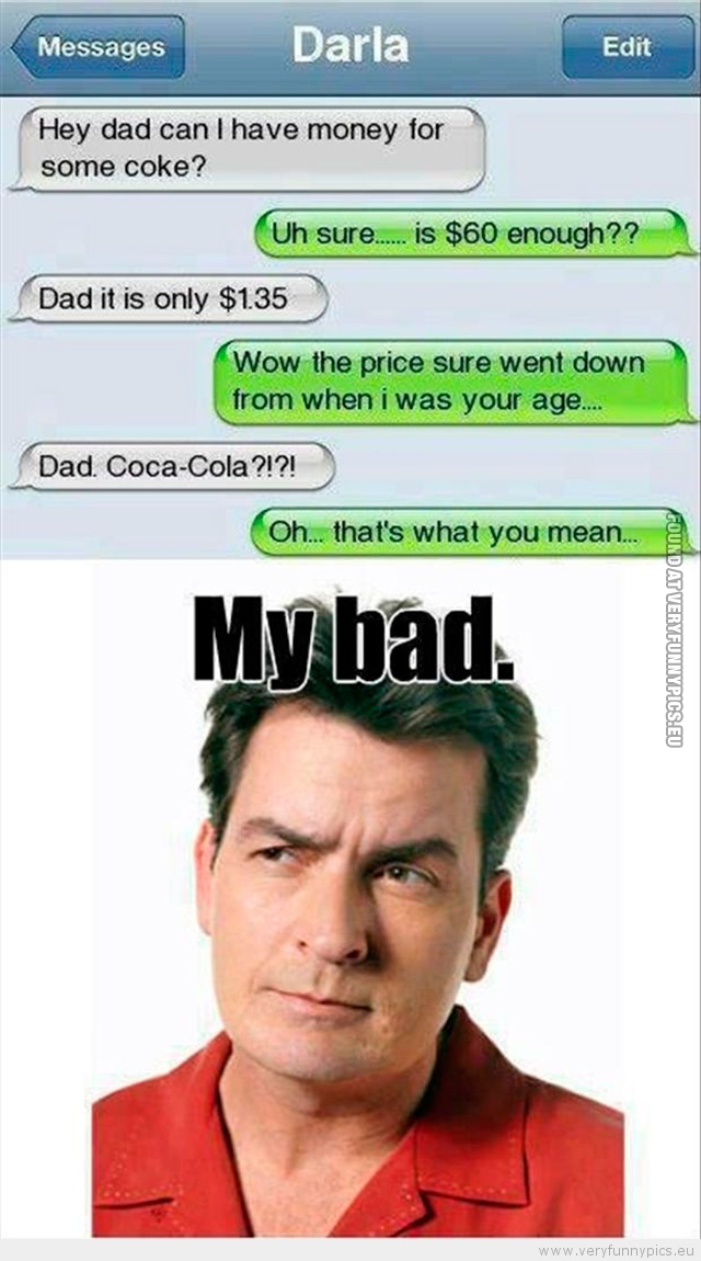 Funny Picture - Coke money from charlie sheen