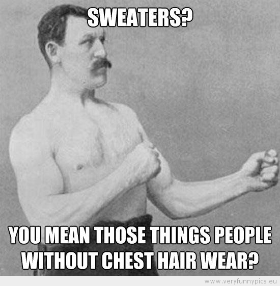 Funny Picture - Manly man sweaters you mean those things people without chest hair wear