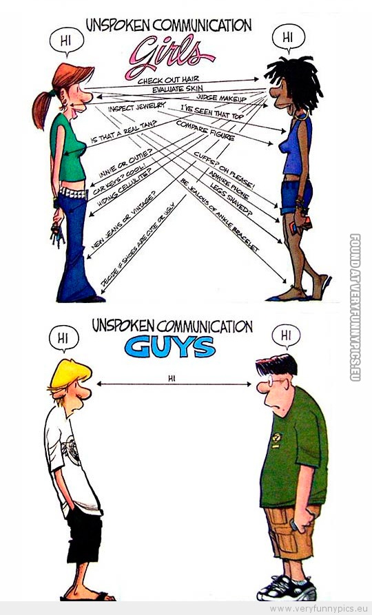 Funny Picture - Unspoken communication between girls vs boys