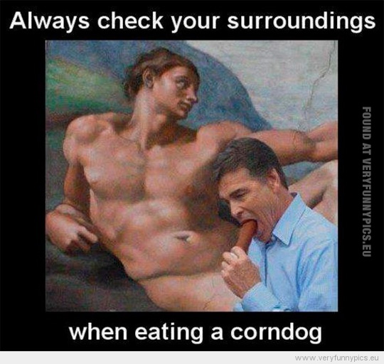 Funny Picture - Always check your surroundings when eating a corndog