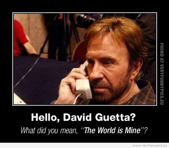 Funny Picture - Hello, david guetta? What did you mean the world is mine? Chuck Norris