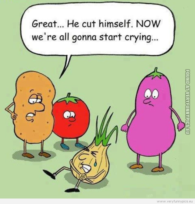 Funny picture - Onion cuts himself