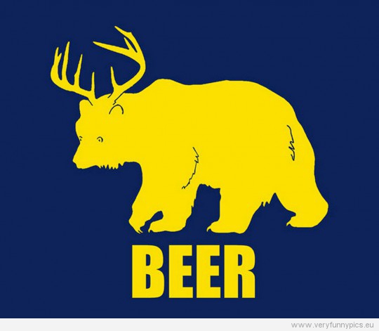 Funny Picture - Bear and Deer - Beer