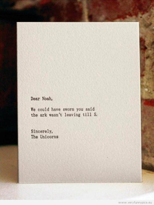Funny Picture - Dear Noah - Fun letterpress card