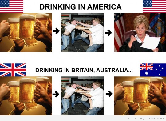 Funny Picture - Drinking in America VS Drinking in rest of the world