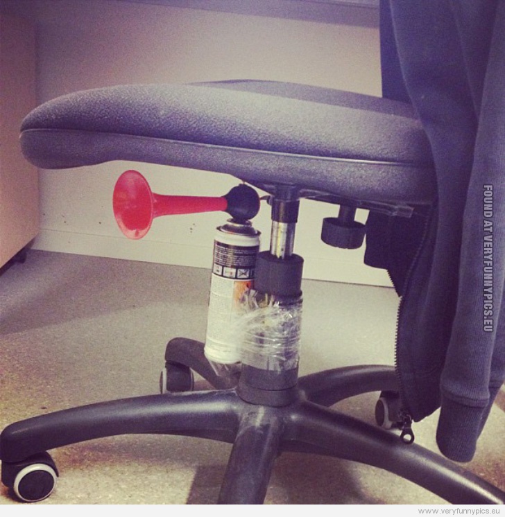 Funny Picture - Horn under chair - Great office prank