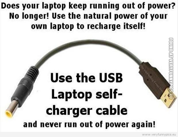 Funny Picture - The USB Laptop self-charger cable