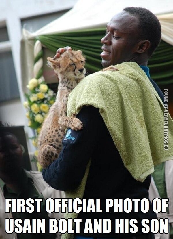 Funny Pictures - First official photo of Usain Bold and his son