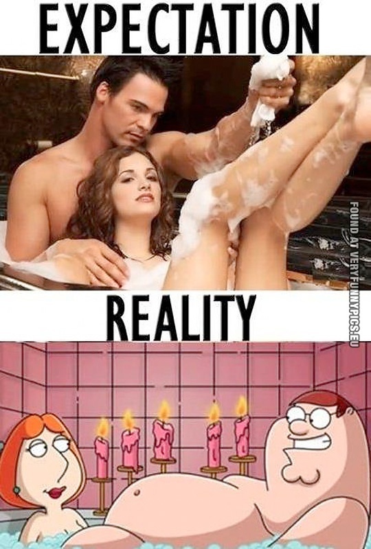 Funny Picture - Expectation in the bathtub VS Reality