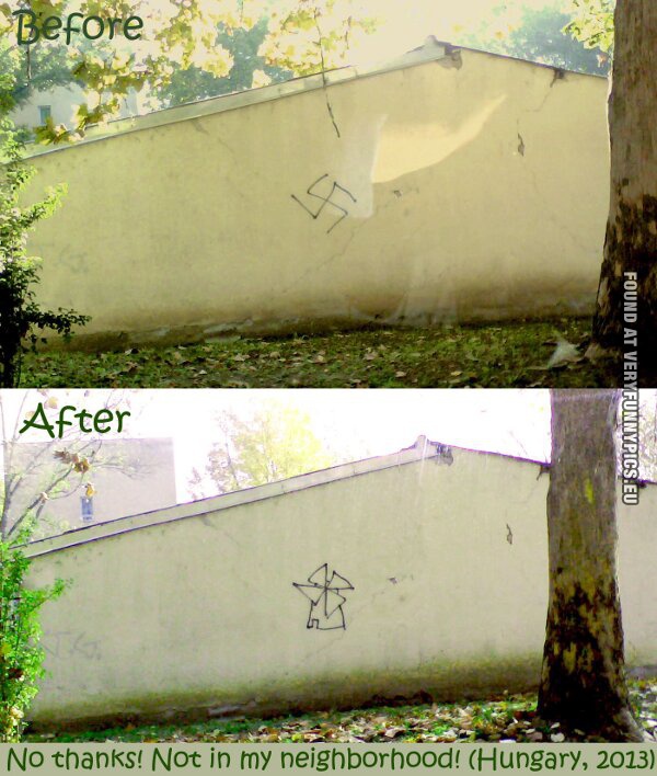 Funny Pictures - Converting a swastika to a windmill