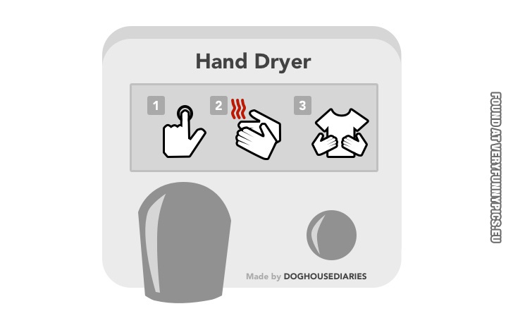 Funny Pictures - How a hand dryer really works