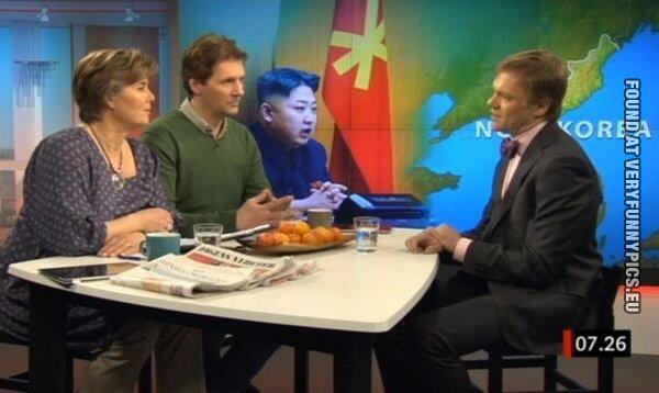 Funny Pictures - Swedish Television (SVT) has Kim Yong Un in the studio