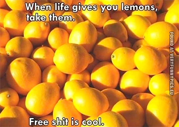 Funny Pictures - When life gives you lemons, take them - Free shit is cool
