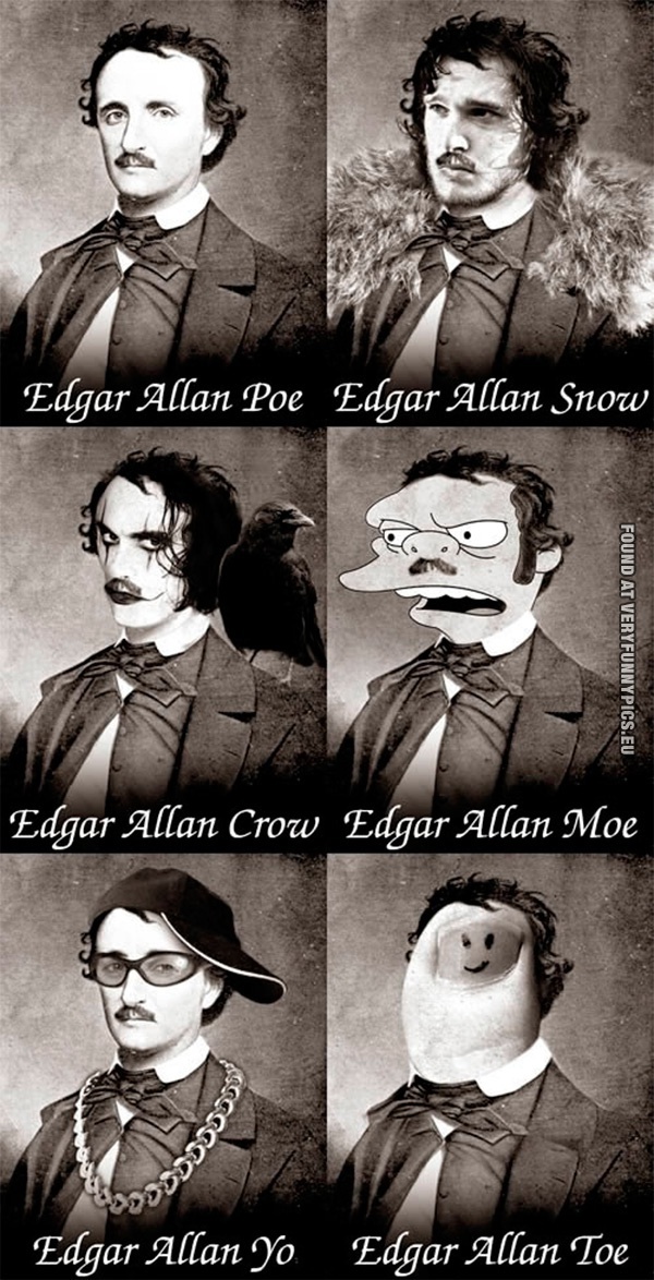 Funny Picture - The many faces of Edgar Allan poe