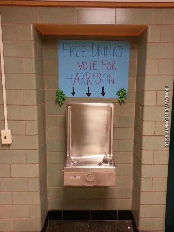 Funny Pictures - Free drinks vote for Harrison