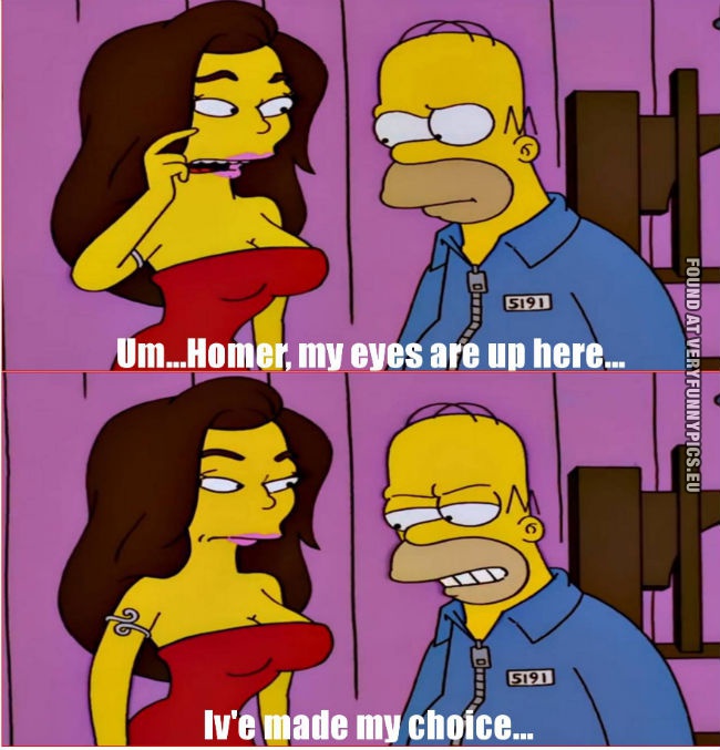Funny Pictures - Homer looking at womans tits