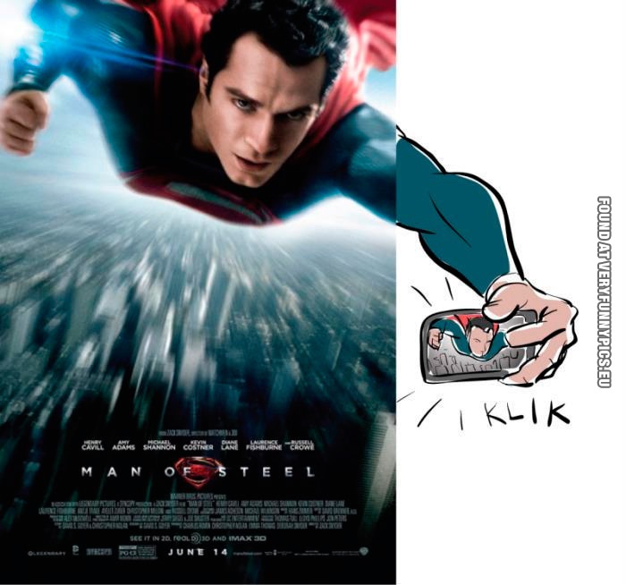 Funny Pictures - How the new superman poster photo was taken
