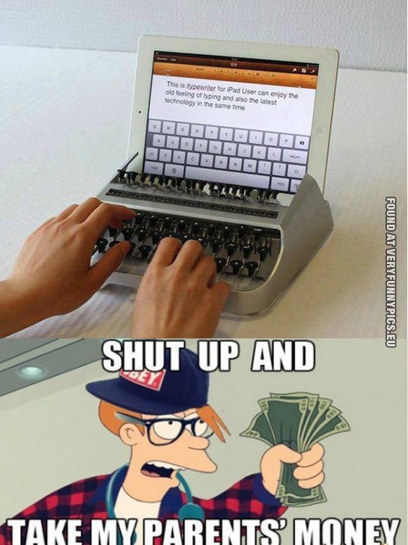 funny picture hipster ipad typewriter