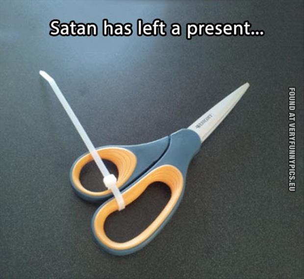 funny picture satan has left a present