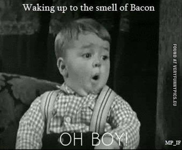 funny picture waking up to the smell of bacon