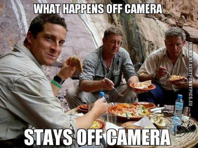 funny picture what happens off camera bear grylls
