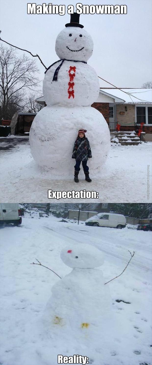 funny pics making a snowman expectation vs reality