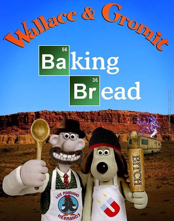 funny pics wallace and gromit baking bread
