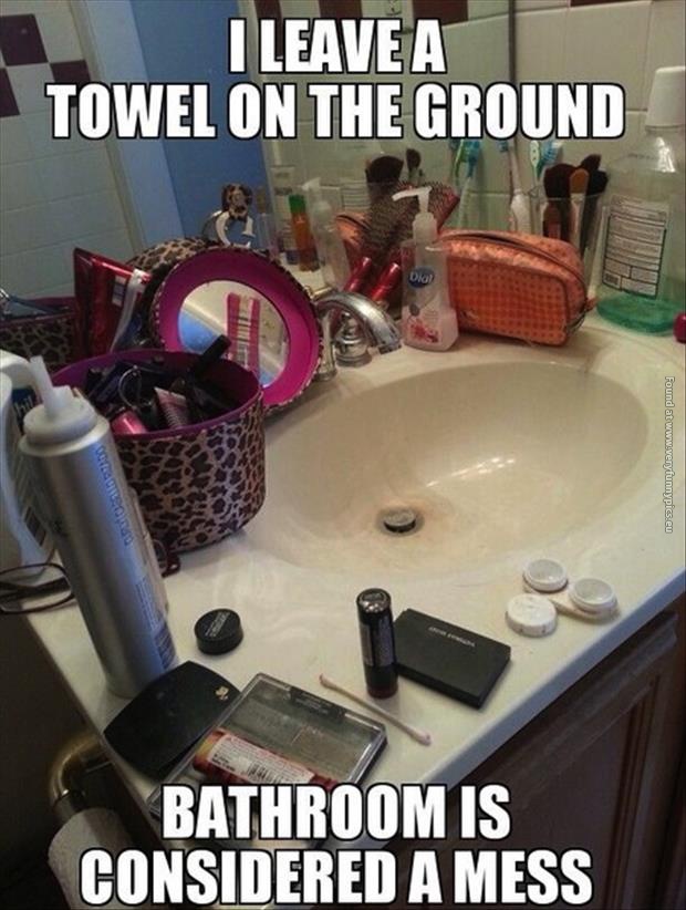 funny pics towel on the ground bathroom a mess
