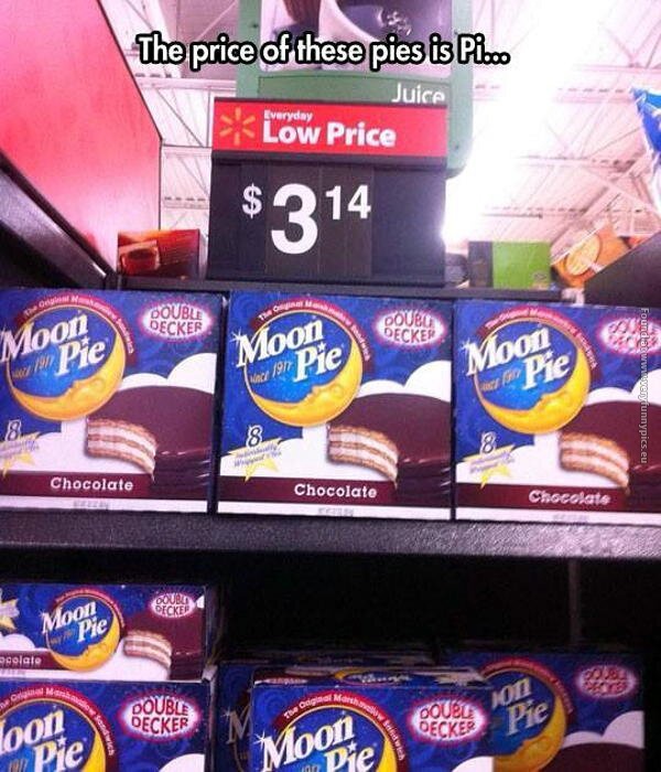 funny pictures the prices of these pies are pi