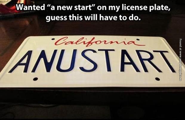 funny pictures a new start licence plate