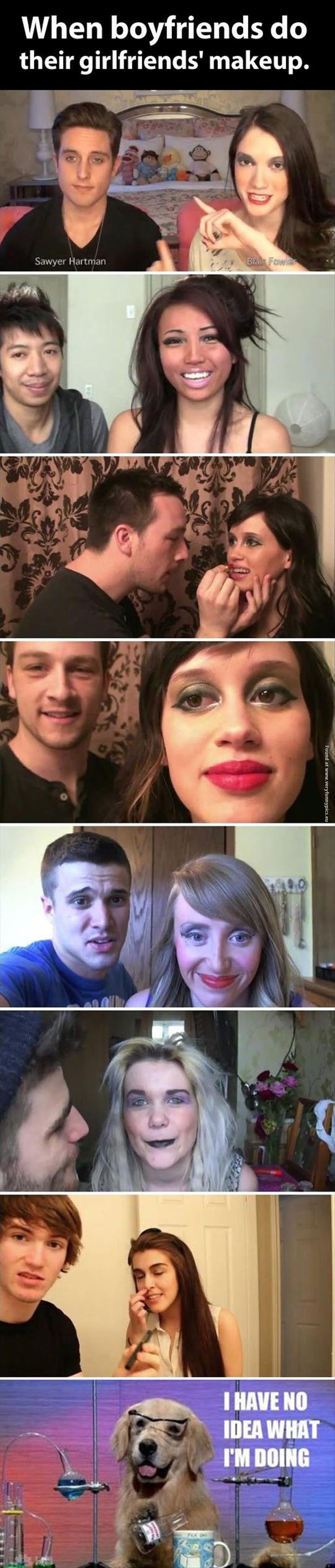 funny pictures when boyfriends does their girlfriends makeup